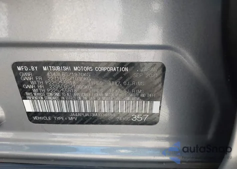 2021 Mitsubishi Outlander Sport 2.0 Es 2Wd from USA, damaged, VIN JA4APUAU3MU034659